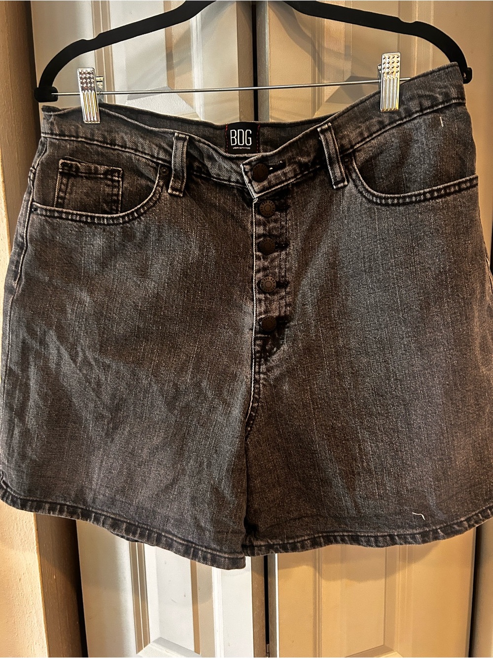 BDG Charcoal Button-Front Denim Skort